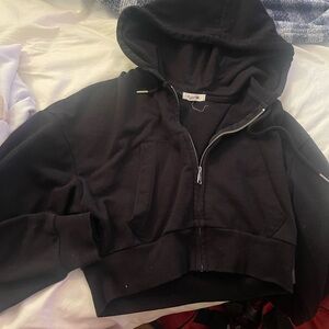 Garage Black Cropped Hoodie Sweater